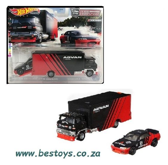 Hot Wheels Hotwheelsl Car Culture Team Transport Nissan GT R R32 + Sakura Sprinter Truck &quot;Advan&quot; 1/64 scale