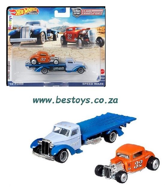 Hotwheels Hot Wheels Diecast Model Car Culture Team Transport Ford 1932 No 32 + Speed Waze Truck 1/64 scale