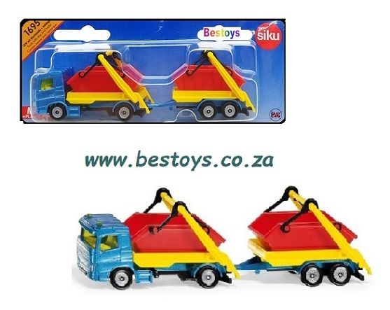 SIKU Diecast Model 1695 Truck &amp; Trailer set with skips +- 1/87 HO railway scale