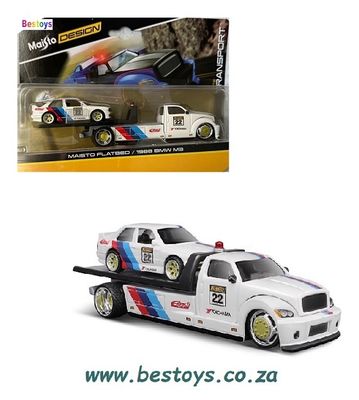 Maisto Design Elite Transport Flatbed Recovery Truck + BMW M 3 M3 1988 No 22