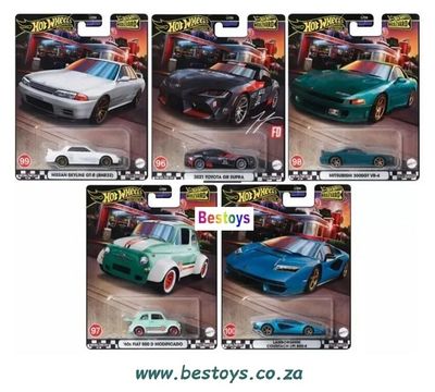 Hot Wheels Hotwheels Boulevard Set Fiat Nissan Skyline R32 Toyota Lamborghini Mitsubishi Fiat 500 1/64 scale