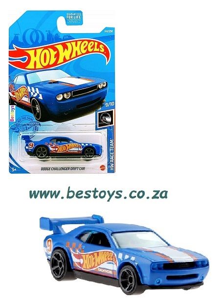 Hotwheels Hot Wheels Diecast Model Car 2021 241/250 Dodge Challenger Drift Car No 9 Race Team 1/64 scale