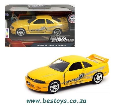 JADA Diecast Model Car 24037 Nissan Skyline GT-R R33 Leon Fast &amp; Furious Movie Film TV 1/32 scale