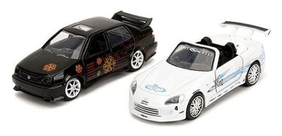 JADA Diecast Model Car 24103 2 pk VW Volkswagen Jetta + Honda S 2000 S2000 2001 Fast & Furious Movie Film TV 1/32 scale