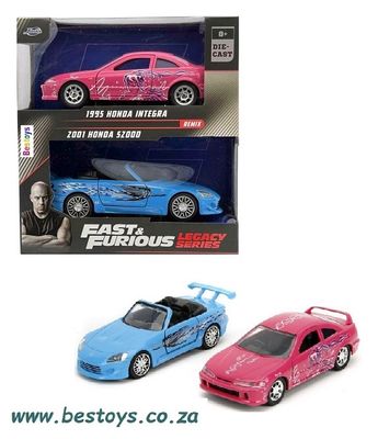 JADA 24103 2 pk Honda Integra 1995 + Honda S 2000 S2000 2001 Fast &amp; Furious Movie Film TV 1/32 scale