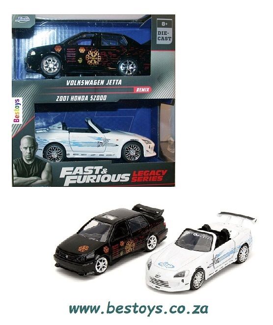 JADA Diecast Model Car 24103 2 pk VW Volkswagen Jetta + Honda S 2000 S2000 2001 Fast &amp; Furious Movie Film TV 1/32 scale