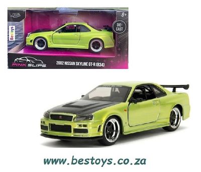 JADA Diecast Model Car 24106 Pink Slips Nissan Skyline GT-R R34 2002 1/32 scale