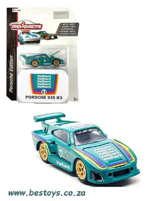 Majorette Diecast Model Car Porsche Series Porsche 935 K 3 K3 No 51 &quot;Vaillant&quot; + Collector Tin 1/64 scale