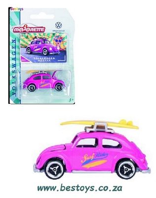 Majorette Diecast Model Car VW Volkswagen Beetle + surfboard  1/64 scale