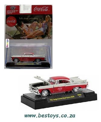 Castline M2 Diecast Model Car BB01 Dodge Custom Royal Lancer D500 1957 &quot;Coca Cola&quot; 1/64 scale
