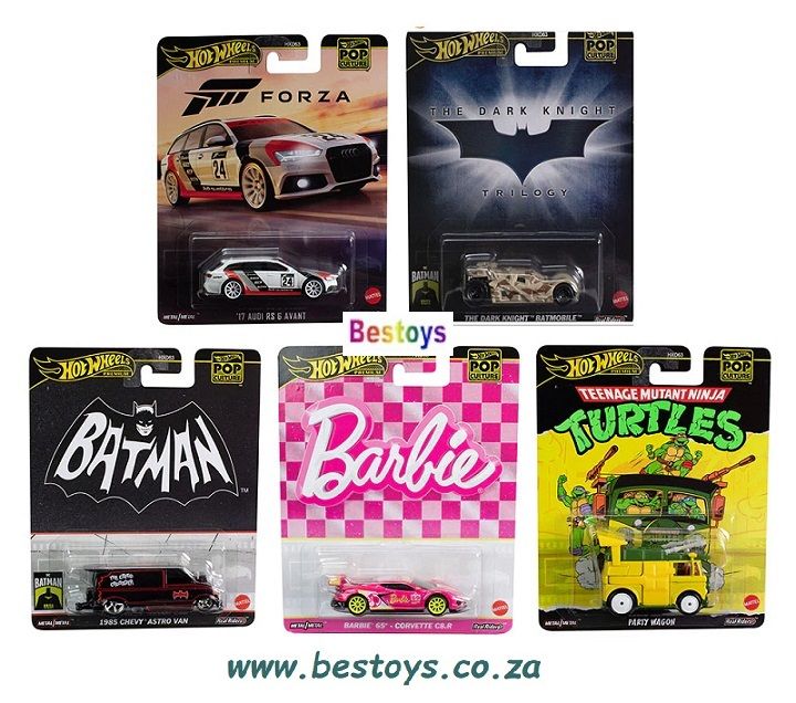 Hot Wheels Pop Culture Set Barbie Corvette Batman Batmobile Chevy Astro Audi Forza TMNT