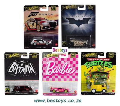 Hot Wheels Pop Culture Set Barbie Corvette Batman Batmobile Chevy Astro Audi Forza TMNT