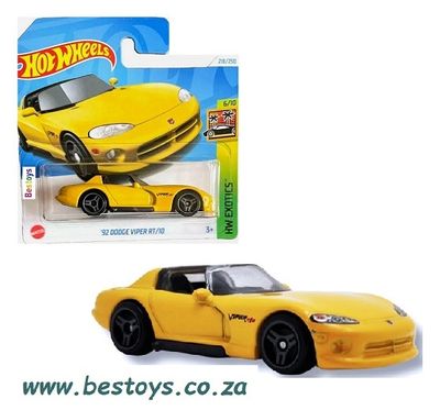 Hotwheels Hot Wheels Diecast Model Car 2024 218/250 Dodge Viper RT 10 1992 Exotics 1/64 scale