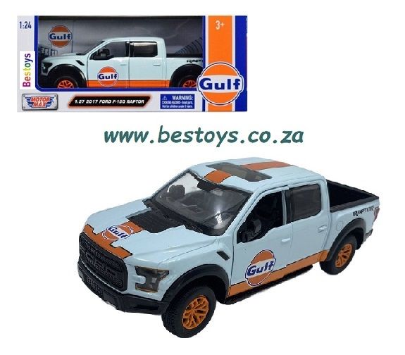 Motormax Motor Max Diecast Model Car 79665 Ford F 150 F150 Raptor 2017 &quot;Gulf&quot; 1/27 scale