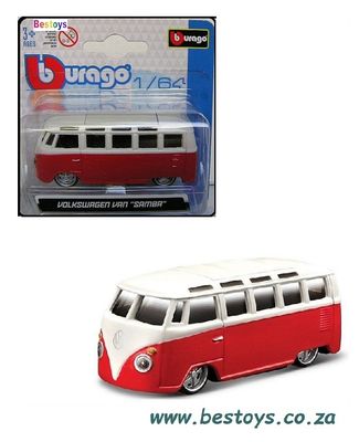 Burago Model Car VW Volkswagen Kombi Samba Bus 1/64 scale