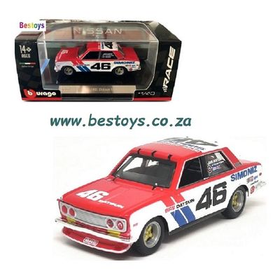 Burago Model Car 38301 Datsun 510 BRE No 46 &quot;Simoniz&quot; Morton Motorsport 1/43 scale