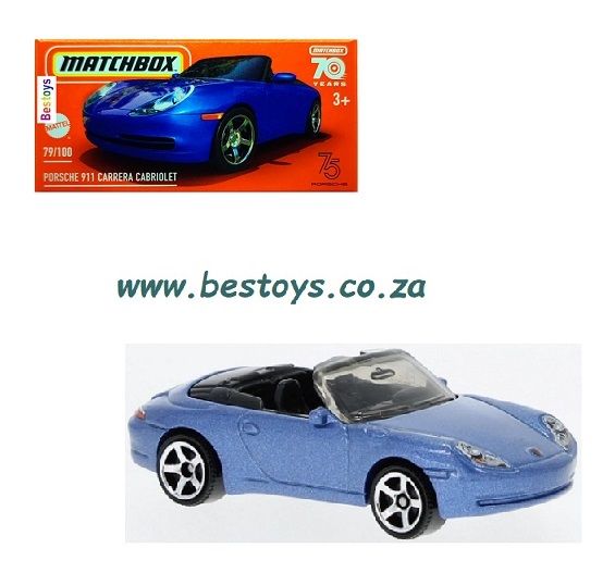 Matchbox Car Power Grab 2023 79/100 Porsche 911 Carrera Cabriolet 70th Anniversary 1/64 scale