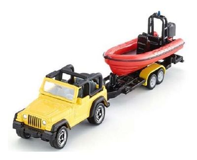 Siku 1658 Jeep Wrangler + Inflatable boat with trailer 1/55 scale