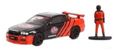 Greenlight Hobby Shop Nissan Skyline R34 1999 + Race Driver "STP" 1/64 scale