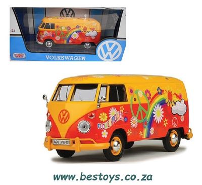 Motormax Motor Max 79558 VW Volkswagen Kombi T 1 T1 Panelvan &quot;Flower Power&quot; 1/24 scale