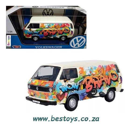 Motormax Motor Max 79599 VW Volkswagen Kombi T 3 T3 Transporter Panelvan &quot;Bravo&quot; Graffiti 1/24 scale