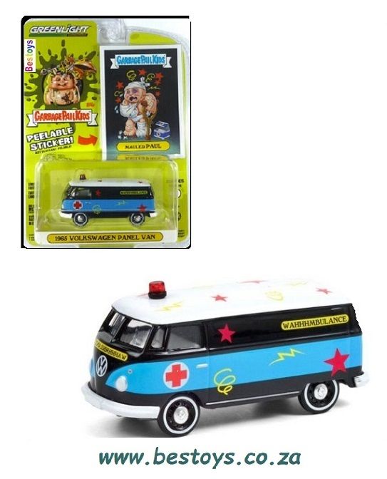 Greenlight Garbage Pail Kids VW Volkswagen Kombi Panelvan 1965 Ambulance Mauled Paul 1/64 scale