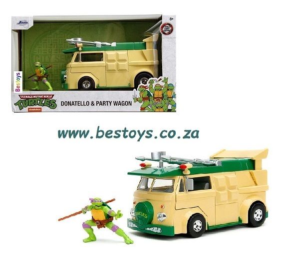 JADA 34529 Party Wagon &amp; Donatello Figurine TMNT TV Movie Film 1/24 scale