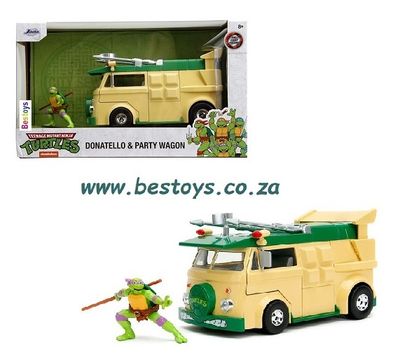 JADA 34529 Party Wagon &amp; Donatello Figurine TMNT TV Movie Film 1/24 scale
