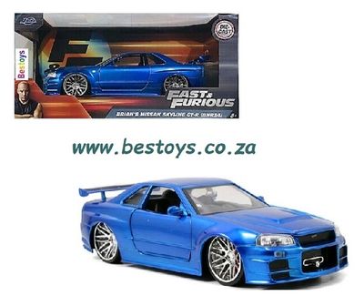 JADA 97173 Nissan Skyline GT-R R34 Brian Fast &amp; Furious Movie Film TV 1/24 scale