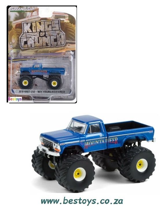 Greenlight Kings of Crunch Monster Truck Ford F 250 F250 1979 &quot;Mountaineer&quot; West Virginia 1/64 scale