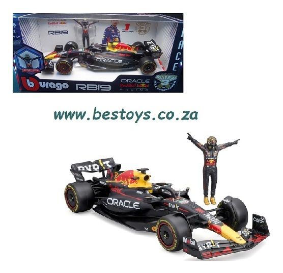 Burago 28036 Formula 1 F1 Red Bull RB19 No 1 Verstappen with figurine 3 times World Champ