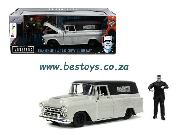 JADA 32191 Hollywood Rides Chevy Chevrolet Suburban 1957 + Frankenstein Figurine 1/24 scale