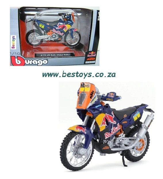 Burago Motorcycle Bike KTM 450 Dakar Rally &quot;Red Bull&quot; 1/18 scale