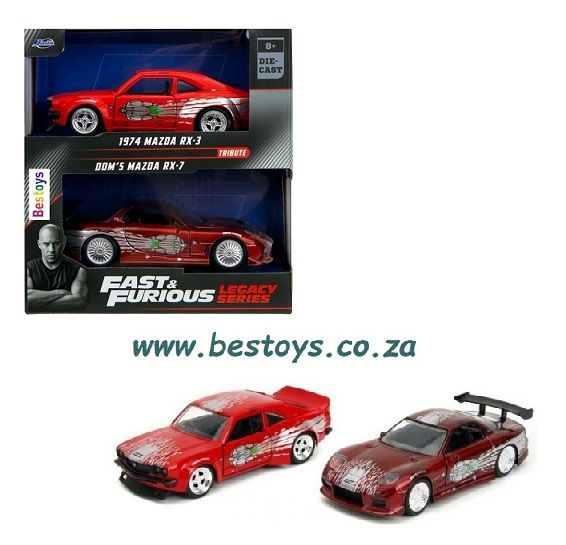 JADA 24103 2 pk Mazda RX 3 RX3 1974 &amp; Mazda RX 7 RX7 Dom Tribute Set Fast &amp; Furious 1/32 scale