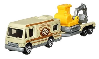 Matchbox Hitch &amp; Haul Set Archaeological Dig Camper Truck + Flatbed Trailer + Dinosaur + Accessories