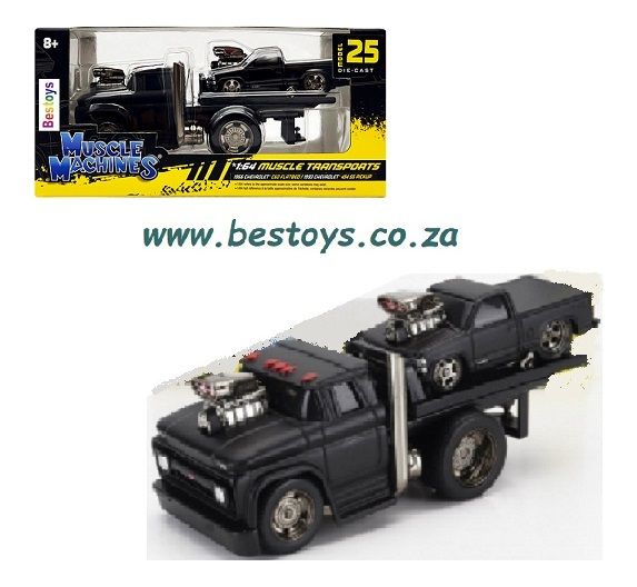 Maisto Muscle Machines Transport JDM Flatbed Truck + Chevy 454 SS Pickup 1993