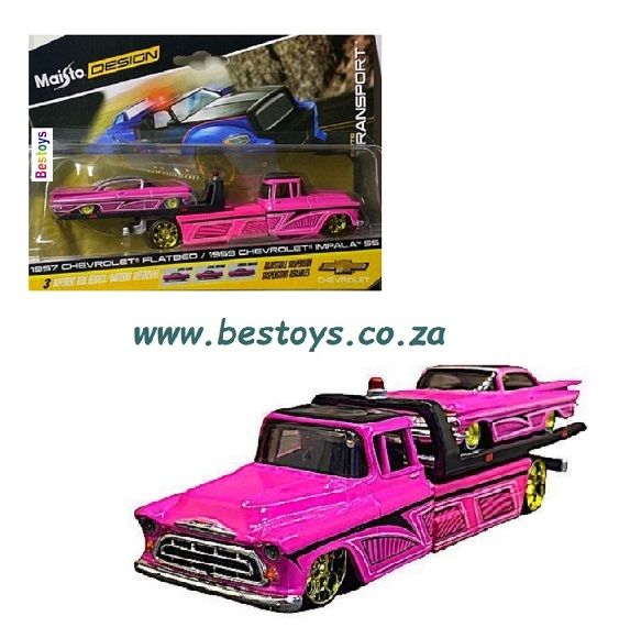 Maisto Design Elite Transport Chevy Chevrolet Flatbed Recovery Truck + Impala SS 1959 with suspension