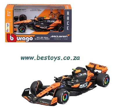 Burago 38214 Formula 1 F1  McLaren MCL38 No 4 Norris Miami Grand Prix 2024 GP
