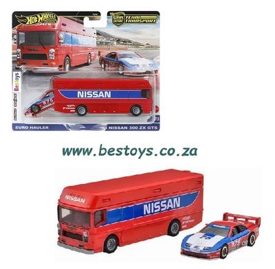 Hot Wheels Car Culture Team Transport 2024 Nissan 300 ZX 300ZX GTS 1994 + Euro Hauler Truck No 75