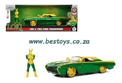JADA 33357 Marvel Ford Thunderbird 1963 &amp; Loki Figure Figurine
