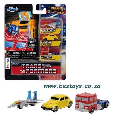 JADA 31761 Nano Set Transformers Decepticon Starscream Autobot Bumblebee Optimus Prime
