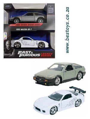 JADA 24103 2 pk Toyota Trueno AE86 1986 + Mazda RX 7 Fast &amp; Furious Legacy Series