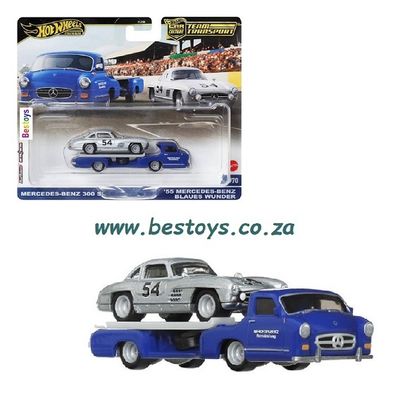 Hot Wheels Car Culture Team Transport Mercedes Benz 300 SL 300SL + Blaues Wunder 1955 Transporter