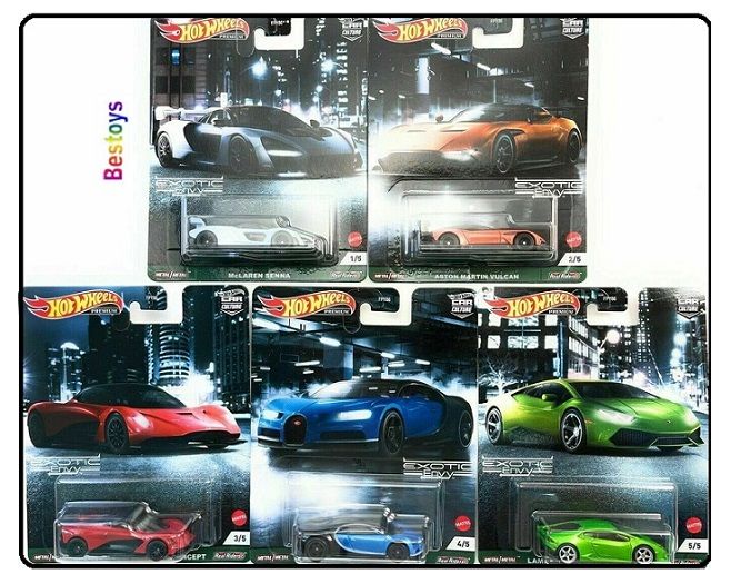 Hot Wheels Car Culture Set Exotic Envy Lamborghini Bugatti McLaren Aston Martin Valhalla Vulcan Lamb