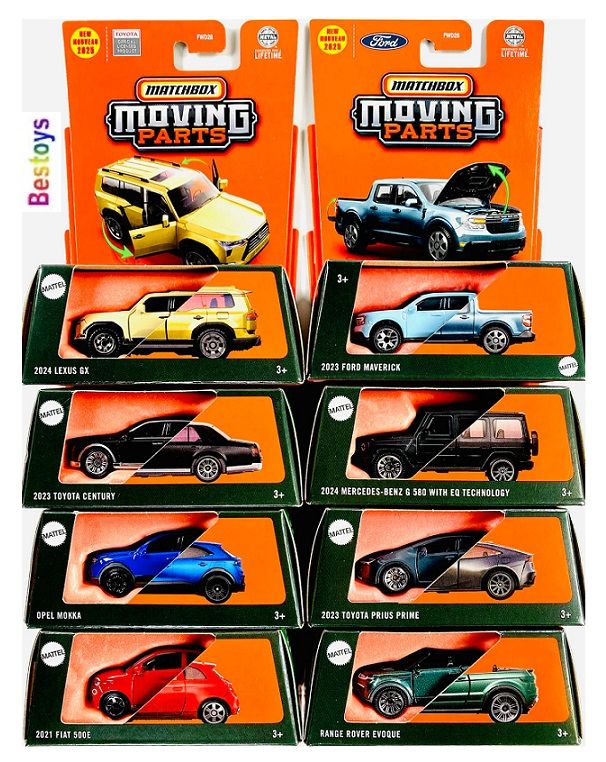 Matchbox Moving Parts 2025 Release B set Toyota Lexus Opel Mokka Mercedes Range Rover Ford Maverick