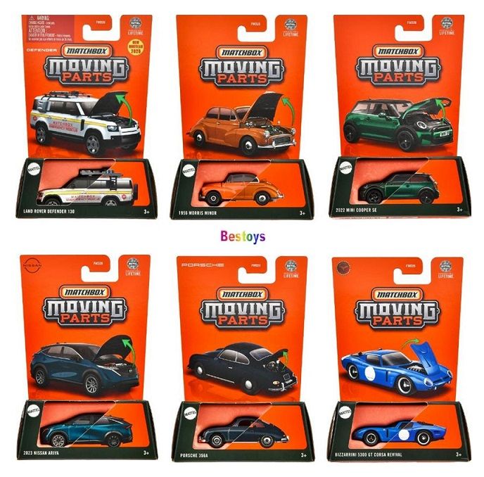 Matchbox Moving Parts 2025 Release D Set Nissan Land Rover Morris Mini Cooper Porcshe 356 Bizzarrini