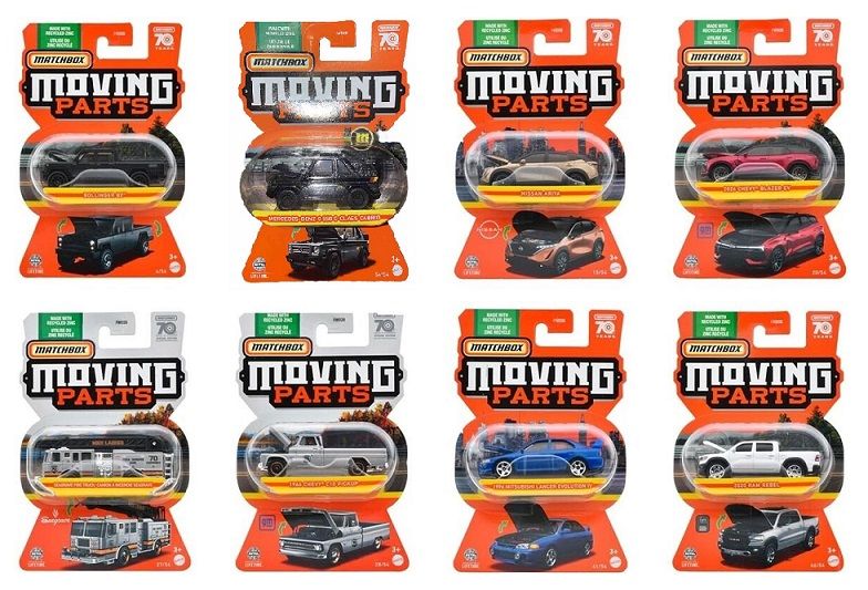 Matchbox Moving Parts 2023 Release H set with Super Chase Mercedes Benz Chevy Bollinger Seagrave Dodge