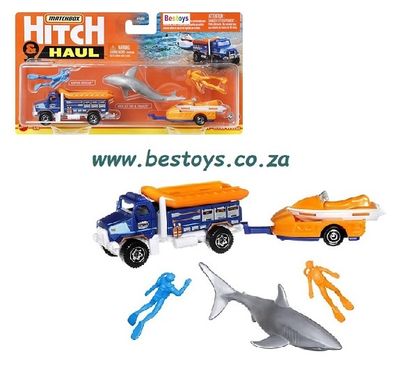 Matchbox Hitch &amp; Haul Set MBX Ocean Rescue Rapids Rescue Truck + Jetski + trailer + accessories