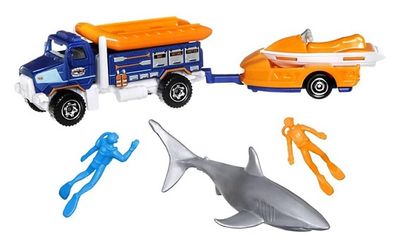 Matchbox Hitch &amp; Haul Set MBX Ocean Rescue Rapids Rescue Truck + Jetski + trailer + accessories