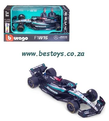 Burago 38208 Formula 1 F1 Mercedes Benz AMG W15 &quot;Petronas&quot; No 63 Russell Grand Prix 2024 GP